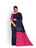 Dark Blue Pure Kanchipuram Bridal Silk Saree with Floral Motif on the Body and without Border - Diadem