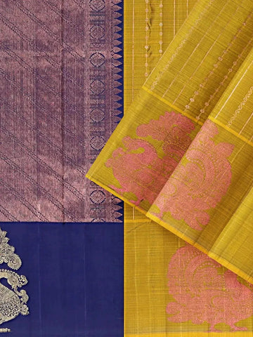 Green Pure Kanchipuram Bridal Silk Saree with Zari Butta on the Body and without Border - Diadem
