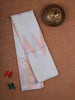 White Pure Kanchipuram Silk Saree with Chevron Design on the Body without Border - Diadem