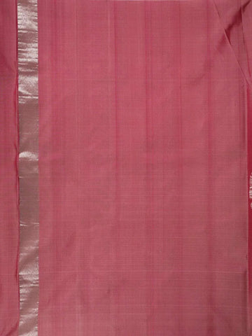 White Pure Kanchipuram Silk Saree with Chevron Design on the Body without Border - Diadem