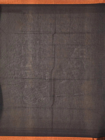 Navy Blue Silk Cotton Saree with Floral Motifs on the Body with Zari Border - Diadem