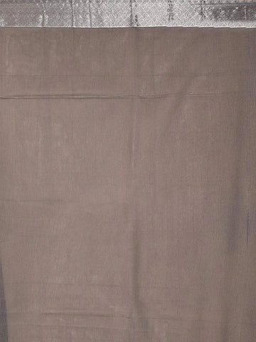 Grey Silk Cotton Saree with Flower Design on the Body with Matching Border - Diadem