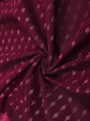Burgundy Silk Cotton Saree with Arrow Motif Design on the Body with Contrast Border - Diadem