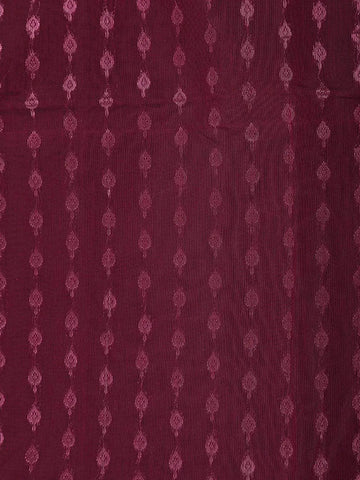 Burgundy Silk Cotton Saree with Arrow Motif Design on the Body with Contrast Border - Diadem