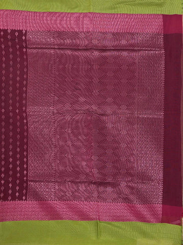 Burgundy Silk Cotton Saree with Arrow Motif Design on the Body with Contrast Border - Diadem