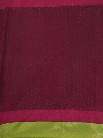 Burgundy Silk Cotton Saree with Arrow Motif Design on the Body with Contrast Border - Diadem