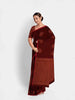 Maroon Silk Cotton Saree with Design Prints on the body and without Border - Diadem