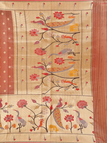 Peach Banarasi Saree with Zari Butta on the Body with Designed Border - Diadem