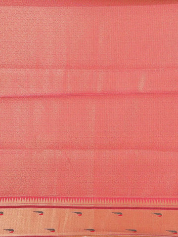 Peach Banarasi Saree with Zari Butta on the Body with Designed Border - Diadem