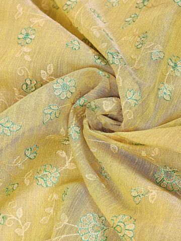 Pista Green Semi Banarasi Saree with Floral Designs on the body and Thread Border - Diadem