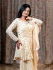 Ivory Floral Designed Sharara Salwar Suit - Diadem