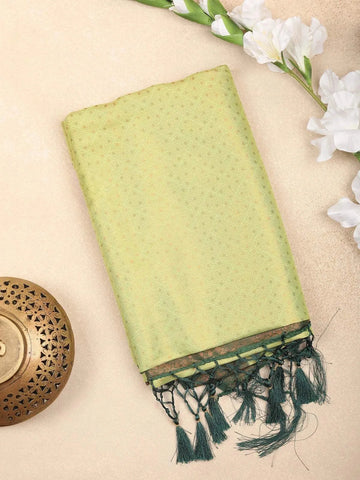 Light Green Semi Soft Silk Saree with Dot Design on the Body with Designed Border - Diadem