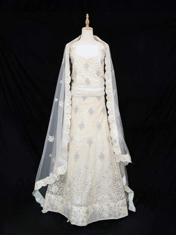 Sandal Bridal Lehenga for Women with Sequins Glitter Design - Diadem