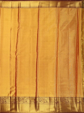Olive Green Pure Kanchipuram Bridal Silk Saree with Floral Motif & Zari Border - Diadem