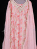 Light Pink Cotton Tie-Dye Straight-Cut Salwar Suit with Embroidery, Paired with Dupatta - Diadem