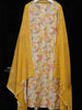 Mustard Yellow Crepe Straight Cut Salwar Suit Adorned with Floral Prints, paired with Dupatta - Diadem