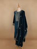 Blue Floral Designed Velvet Co Ord Salwar Suit - Diadem