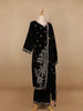 Black Floral Designed Velvet Co Ord Salwar Suit - Diadem