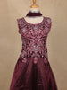 Maroon Floral Embroidered Organza Gown - Diadem