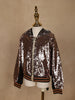 Black with Bronze Sequins Embellished Hoodie Jacket - Diadem