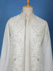 White Floral Embroidered Polyester Sherwani Suit - Diadem