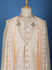 Ivory Floral Embroidered Polyester Sherwani Suit with Dupatta - Diadem
