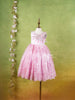 Pink Net Gown Adorned With 3D Flowers and Floral Embroidery - Diadem