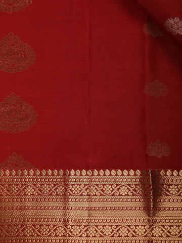 Red Peacock Motif Pure Kanchipuram Silk Saree - Diadem