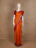 Bright Orange Floral Design Kanchipuram Silk Saree - Diadem