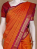 Bright Orange Floral Design Kanchipuram Silk Saree - Diadem
