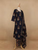 Black Floral Designed Cotton Salwar Suit - Diadem