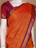Bright Orange Floral Design Kanchipuram Silk Saree - Diadem