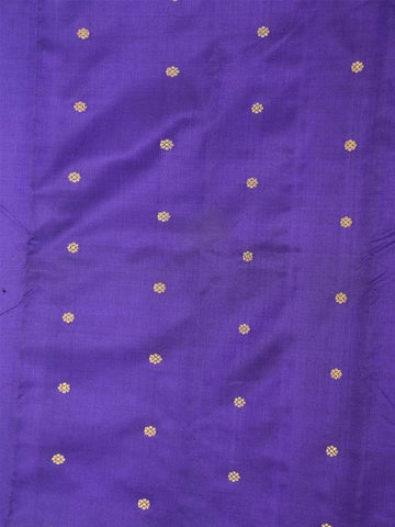 Dark Blue Banarasi Saree With Dot Floral Design on the Body and Zari Border - Diadem