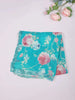 Turquoise Green Organza Saree with Floral Prints on the body and Sequins Border - Diadem