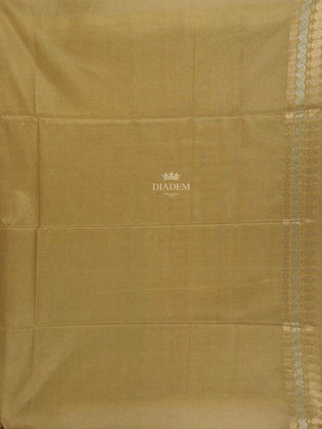 Olive Green Semi Tussar Silk Saree With Flower and Plant Design on the Body without Border - Diadem