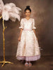Cream Silk Gown with Floral Motif on the Body with Inner Net - Diadem