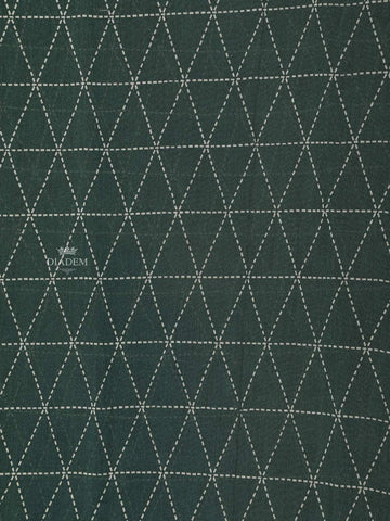 Dark Green Chanderi Silk Saree with Dotted Diamond Design on the Body with Designed Border - Diadem