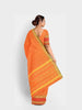 Orange Kanchi Cotton Saree with Thread Butta on the body and Contrast Temple Zari Border - Diadem