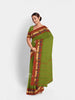 Parrot Green Kanchi Cotton Saree with Thread Butta on the Body and Thread with Zari Border - Diadem