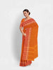 Orange Kanchi Cotton Saree with Thread Butta on the body and Contrast Zari Border - Diadem