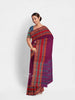 Purple Kanchi Cotton Saree with Thread Butta on the Body and Contrast Thread Border - Diadem