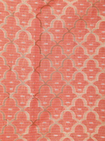 Peach Art Silk Saree with Scalloped Arch Design on the Body with Zari Border - Diadem