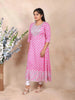 Pink Cotton Kurti Top Adorned with Floral Prints and Sequence - Diadem