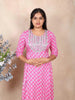 Pink Cotton Kurti Top Adorned with Floral Prints and Sequence - Diadem