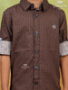 Navy Blue Cotton with Printed Full Sleeve Shirt - Diadem