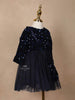 Navy Blue Net Frock Embellished with Sequins Paired with Matching Purse - Diadem
