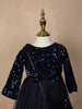 Navy Blue Net Frock Embellished with Sequins Paired with Matching Purse - Diadem