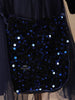 Navy Blue Net Frock Embellished with Sequins Paired with Matching Purse - Diadem