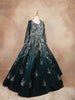 Dark Green Gown with Sequins and 3D Flowers - Diadem
