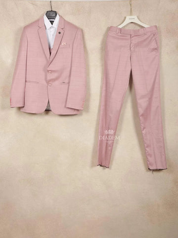 Light Pink Cotton Blend Coat Suit Paired with Matching Tie - Diadem